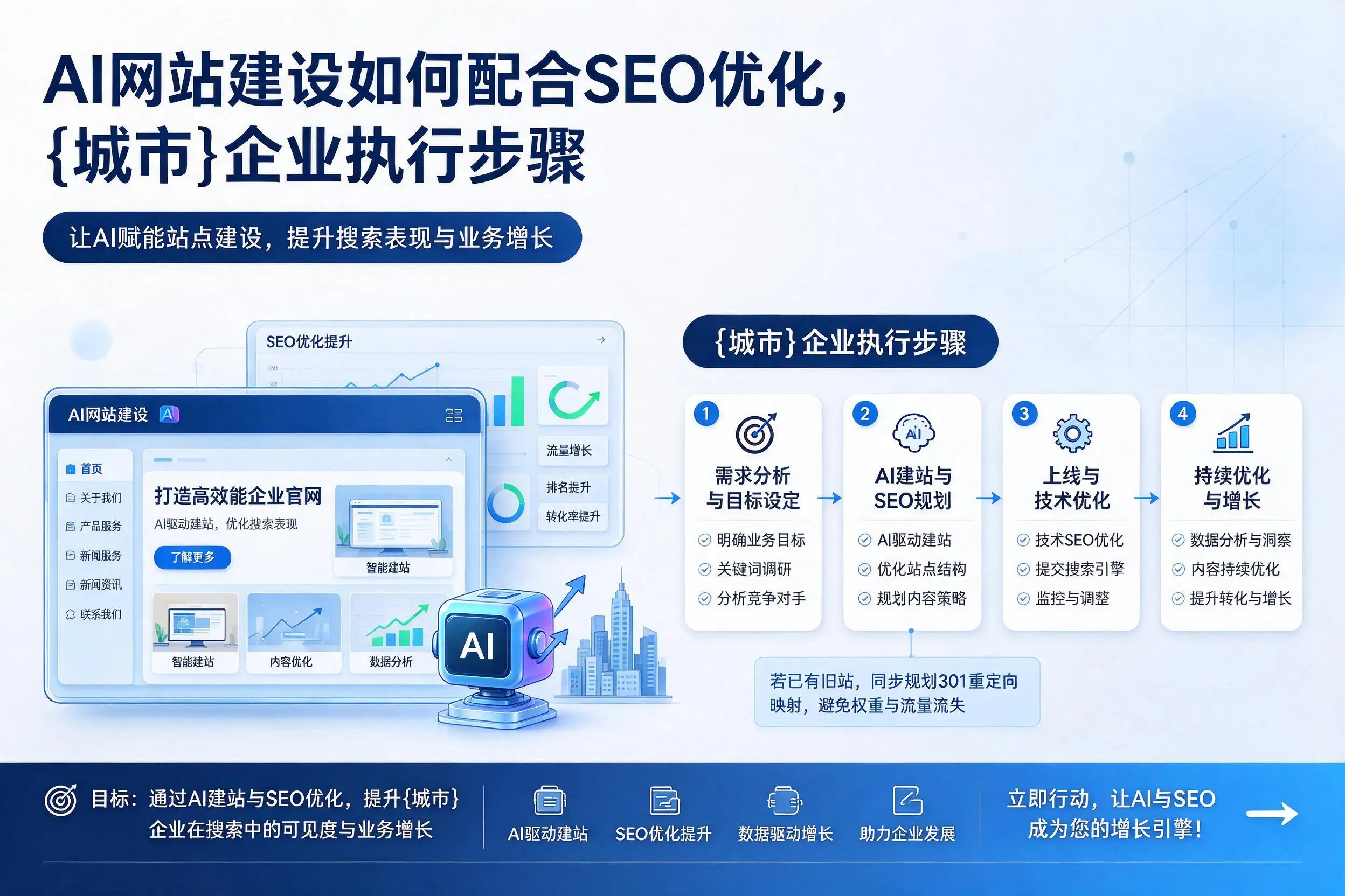 AI网站建设如何配合SEO优化,山南企业执行步骤